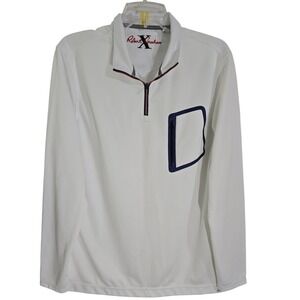 Robert Graham Tailored Fit White Long‎ Sleeve 1/4 Zip Pullover Mens L
